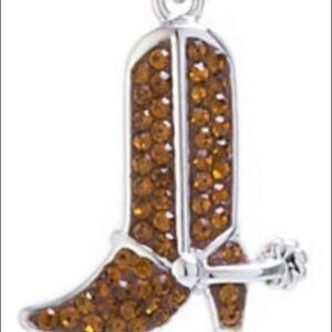 Silver Tone Cowboy Boot Necklace